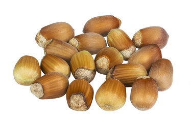 Nuts hazelnuts on white background isolated