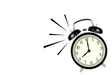 Alarm Clock wake-up time isolated on white background, showing eight o'clock
