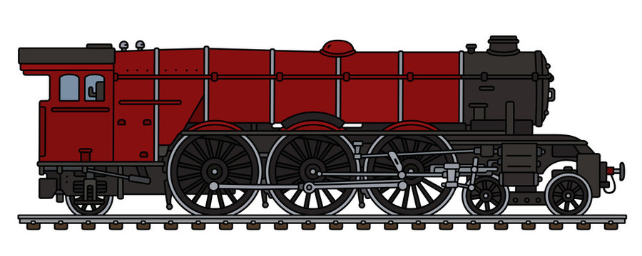 Old red steam locomotive