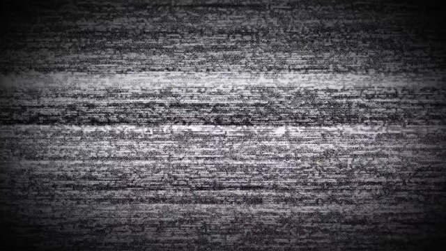 Static tv noise caused by bad signal reception, black and white. Turning TV on and off