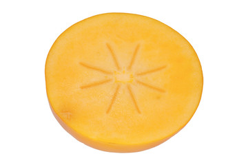 Half of fresh persimmon on white background