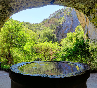 Fountain inside Skocjan Caves, one of UNESCO’s natural and cultural world heritage sites