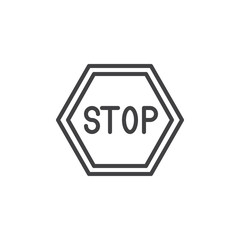 Stop road line icon, outline vector sign, linear style pictogram isolated on white. Prohibited warning traffic sign symbol, logo illustration. Editable stroke