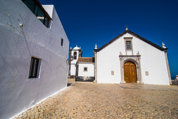 CACELA VELHA, ALGARVE, PORTUGAL - July, 2017: Cacela velha old fishermen village in algarve portugal. View of fortress and Praia de Cacela Velha beach on barrier island