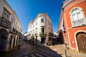 Naklejka na ściany i meble Tavira, Portugal - July 2017. Tavira , Algarve, Traditional architecture in the South Portugal