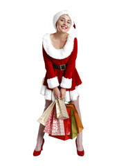 Santa claus woman on white background 