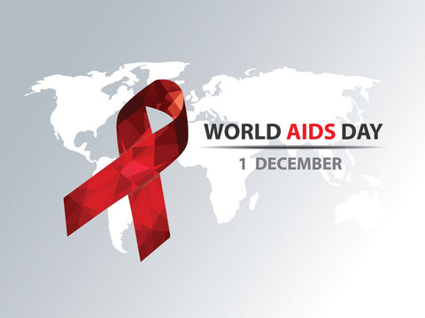 World AIDS Day. 1st December. Aids Awareness Red Ribbon concept