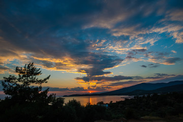 Sunset clouds at the sea