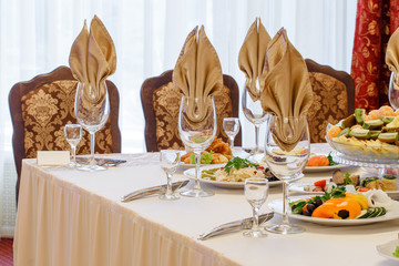 Served festive table in restaurant