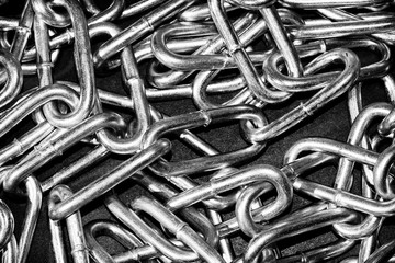 Close up from Steel chain in black and white