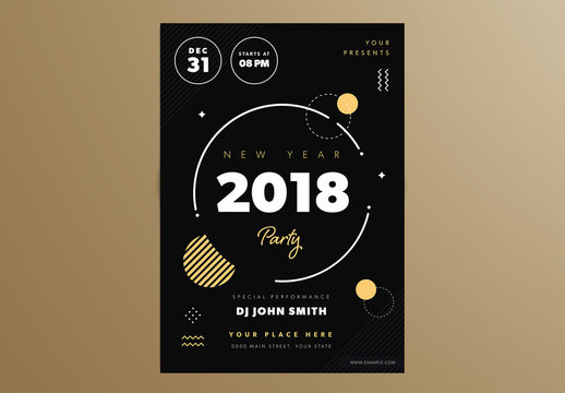 New Year's Eve Party Flyer with Geometric Elements