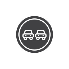 Fototapeta premium No overtaking road traffic sign icon vector, filled flat sign, solid pictogram isolated on white. Symbol, logo illustration.