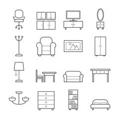 Collection of furniture vector outline icons. Line iocns for web, print, mobile apps design - 182581133