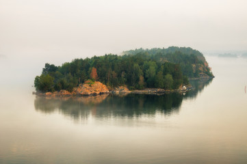 Fototapeta premium Island. foggy morning on the islands