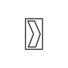 Warning right turn arrow road signs line icon, outline vector sign, linear style pictogram isolated on white. Symbol, logo illustration. Editable stroke