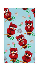 Cute beautiful flirtatious red owl on a branch with a cup of steaming coffee, tea or chocolate