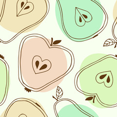 Seamless pattern with apples and pears. For wallpapers, pattern fills, web page backgrounds, kids textile and fabric.