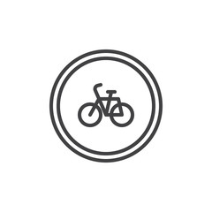 Bicycle traffic signs line icon, outline vector sign, linear style pictogram isolated on white. Symbol, logo illustration. Editable stroke