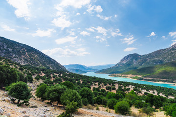 Fototapeta na wymiar Mountain lake in the Greece