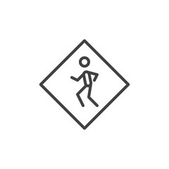 Road sign pedestrian crossing line icon, outline vector sign, linear style pictogram isolated on white. Symbol, logo illustration. Editable stroke