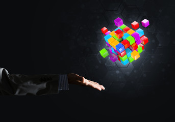Idea of new technologies and integration presented by cube figure