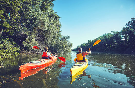 A canoe trip on the river in the summer.