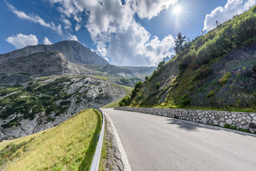 Street through Dolomiti mountain