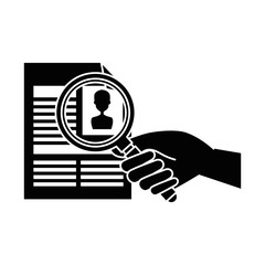 curriculum vitae with magnifying glass vector illustration design