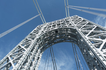 Fototapeta premium George Washington Bridge tower viewed from road