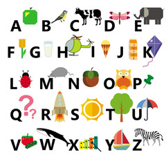 alphabet on the white background