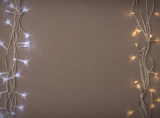 Christmas lights frame,happy new year background concept