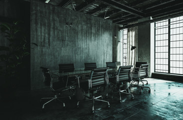 Dark modern industrial loft conversion interior