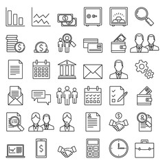 Set of vector icons of business, finance and money
