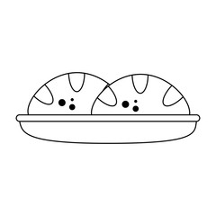 Breads on dish icon vector illustration graphic design