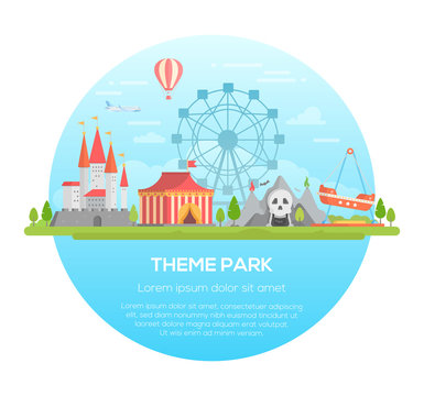 Theme park - modern vector illustration