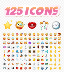 Set of Realistic Cute Icons on Transparent Background . Isolated Vector Illustration 