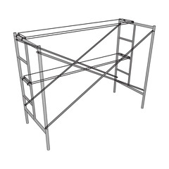 Scaffolding construction furniture wireframe blueprint. Linear outline illustration