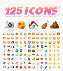 Set of Realistic Cute Icons on Transparent Background . Isolated Vector Illustration 