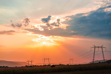 Amazing clouds at the sunset