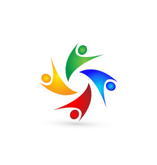 Fototapeta premium Teamwork people, group of 4, symbol