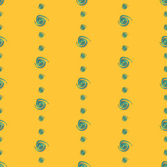 Green  curls on yellow background, abstract seamless pattern - 182592138