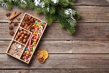 Christmas food decor and gingerbread cookies