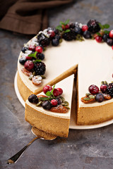 Pumpkin cheesecake with sour cream topping