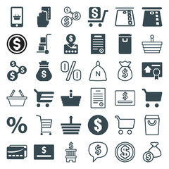 Fototapeta premium Set of 36 buy filled and outline icons
