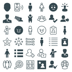 Set of 36 user filled and outline icons