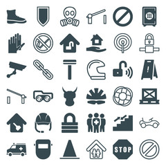 Set of 36 safety filled and outline icons