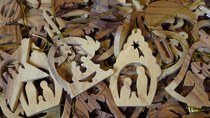 Wooden Nativity Scene Christmas Tree Ornaments