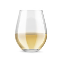 Stemless glass with white wine. Mock-up for products presentations