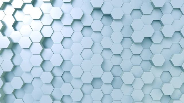 Light blue hexagonal motion background, seamless loop