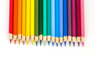 Coloured pencil on white background